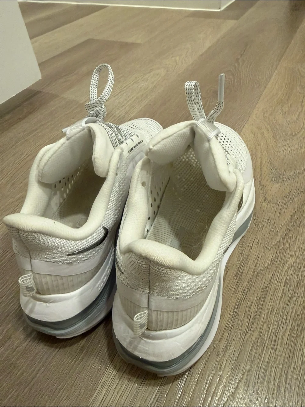 Nike White and Silver Women's Athletic Sneakers